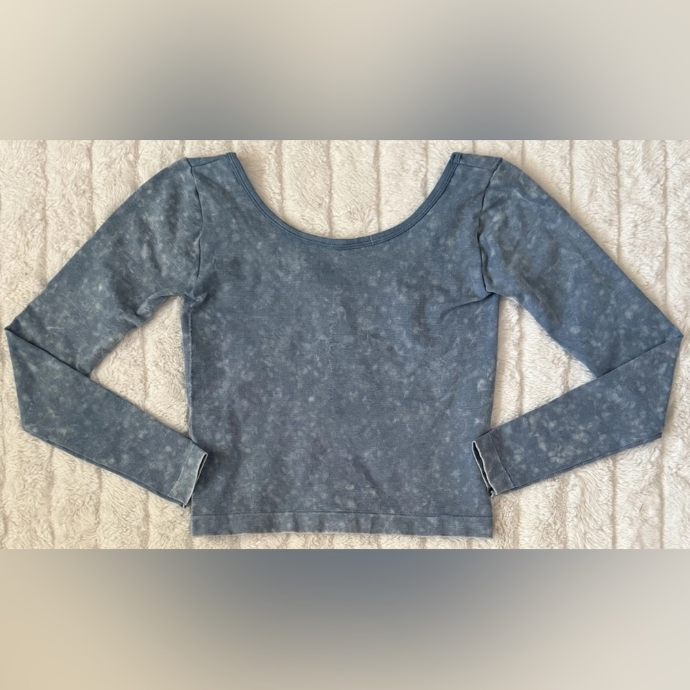 Lulus Women’s Blue Long Sleeve Scoop Back Crop Top Stretch Size Small - Picture 2 of 6